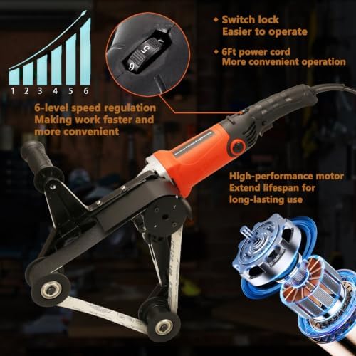 Pipe Tube Polisher Sander,800W Pipe Belt Sander with 6 Variable Speeds,Belt Grinder with 30Pcs Sanding Belts,Professional Polishing Tool for Rust Removal.