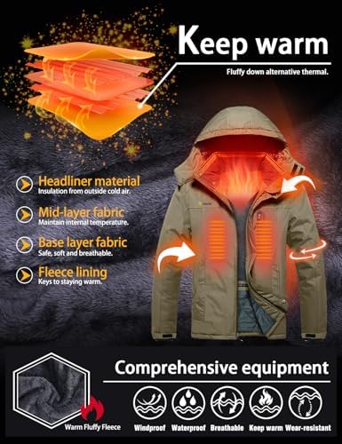GEMYSE Men's Winter Ski Jacket Waterproof Snow Coat with Detachable Hood