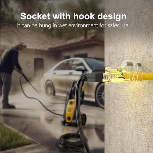 HUANCHAIN 6FT 12 Gauge Extension Cord Yellow, Outdoor Electric Cable