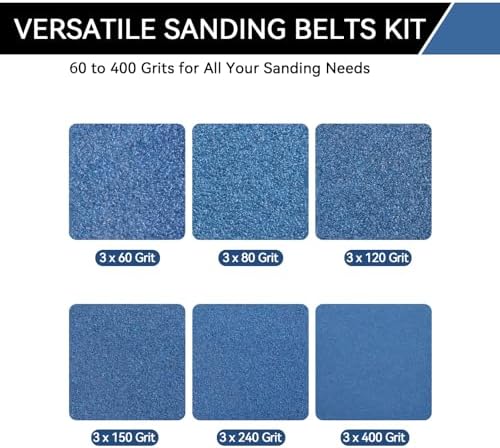 3x24 Inch Sanding Belts 18 Pcs 6 Grits Sizes (3 Each of 60/80/120/150/240/400 Grits) Heavy Duty Belt Sander Zirconia Belt Sander Paper for Wood, Metal, Stainless Steel, Cars, and Furniture