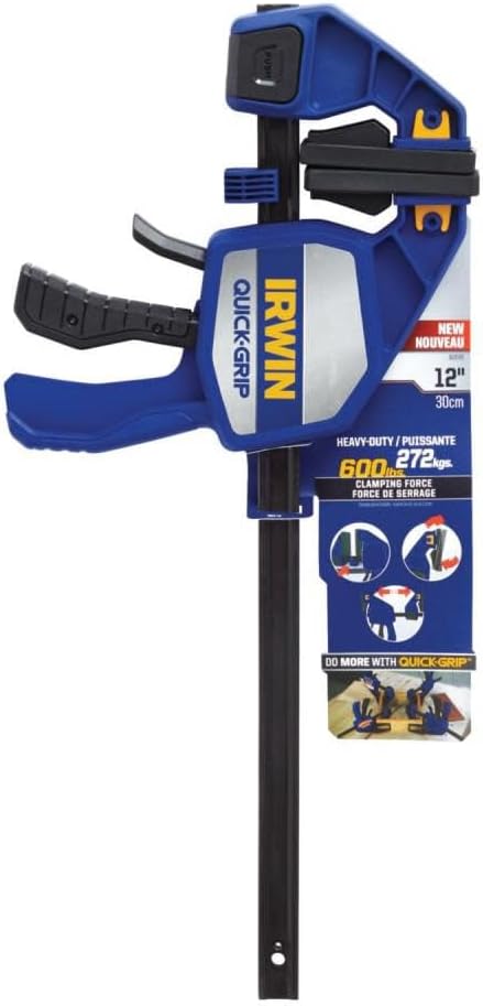IRWIN QUICK-GRIP Bar Clamps for Woodworking, One-Handed, Heavy-Duty, 12" (1964712)