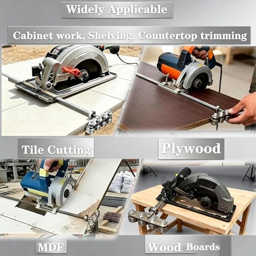 12 Inch Circular Saw Guide, Circular Saw Guide Rail with Roller Guide and Positioning Calipers, Adjustable Rip Fence for Circular Saw, Straight Edge Cutting Guide for Woodworking and DIY Projects