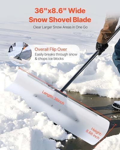 VEVOR Snow Pusher Shovel, 36 inch Wide Push Snow Shovel Plow for Driveway