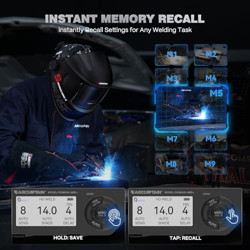 ARCCAPTAIN Premium Auto-Darkening Welding Helmet, 4.6" x 3.2" Screen