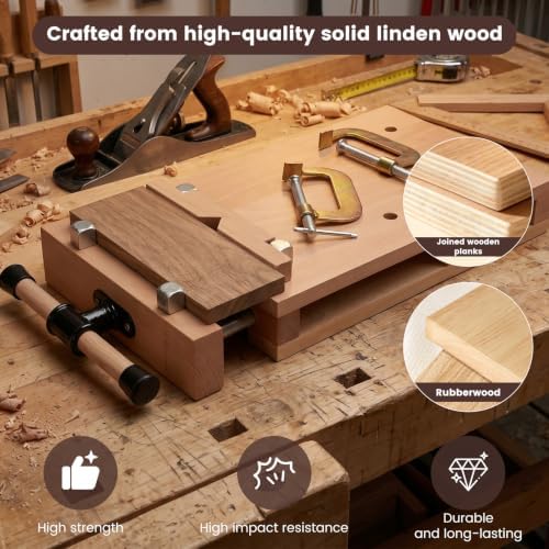 Portable Woodworking Bench Vise, Woodworking Bench Vise Kit, Equipped With 2 G-Type Clamps And Adjustable Limit Blocks, Suitable For Fixing Woodworking Tools In Home Workshops To Process Wood