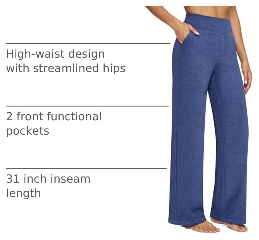 G4Free Yoga Pants for Women Wide Leg Pants with Pockets High Waisted