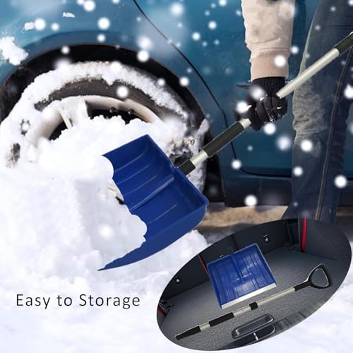 Snow Driveway and Garage Snow Removal Shovel 48-inch Long with D-Grip Handle Aluminium Strip Large Capacity Shovel for Garden, Car, Camping and Outdoor Use (Red)
