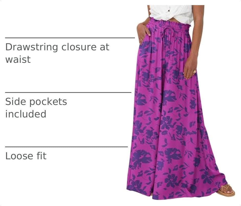 BTFBM Wide Leg Flowy Palazzo Pants for Women