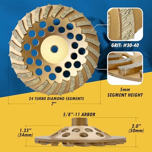 7" Diamond Grinding Wheel for Concrete Masonry 24 Segments 5/8"-11