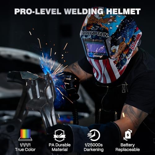 ARCCAPTAIN Welding Helmet Auto Darkening, 1/25000s Response, Shade 4/9-13