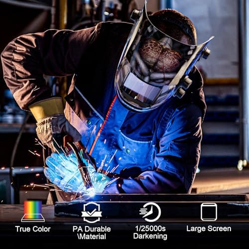 ARCCAPTAIN Auto Darkening Welding Helmet, 3.94"X3.66" Large Viewing Screen