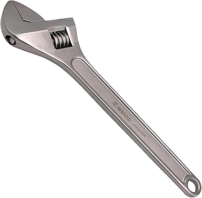 WEDO Adjustable Wrench 15",Max Jaw Opening 46mm,Stainless Steel | Professional Spanner,Precision Jaws,Corrosion Resistant,Rust Proof,High Strength,For Automotive,Home and Plumbing Repairs