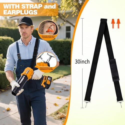Leaf Blower Cordless Handheld Blower 2x4.0Ah Batteries & Charger,Orange