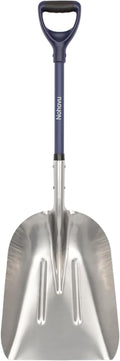 Nohovu Aluminum Snow Shovel - Large Capacity Driveway Snow Removal Tool, Fiberglass D-Handle, 45 Inch Blade