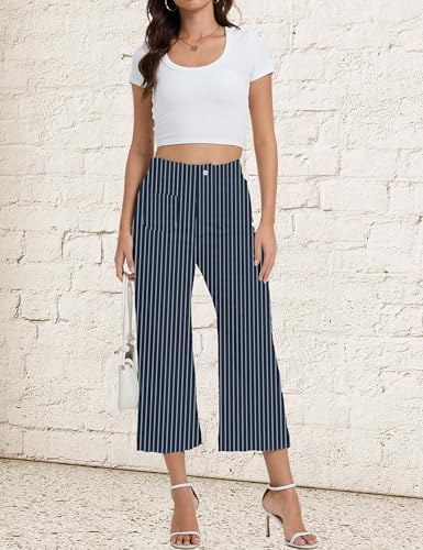 Wide Leg Jeans for Women Trendy High Waisted Flare Jeans Cropped Pants Stretchy Baggy