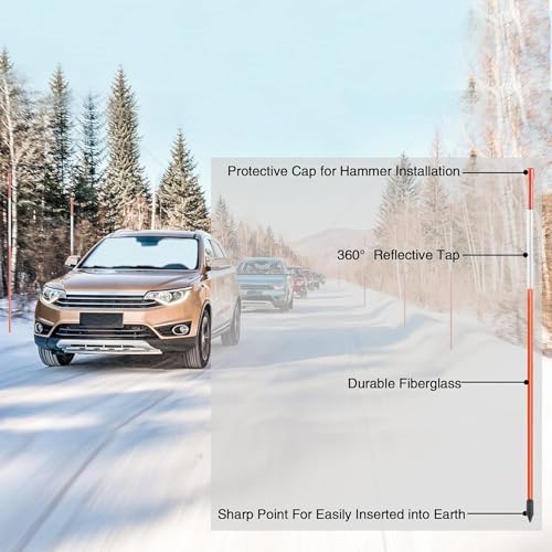 72Inch Snow Stakes Driveway Marker, 100Pcs Driveway Stakes