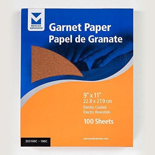 Mercer Industries 205100C - 9 x 11 Garnet Paper Sheets, Grit 100C (100 pack)
