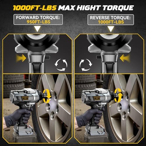 DIYtoolifz Cordless Impact Wrench 1/2” Compatible with Dewalt 20v Battery(Bare Tool), 1000FT-LBS High Torque Impact Driver, Electric Impact Gun with LED Work Light, Variable Speeds, 4-Speed Control