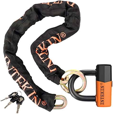 3.6FT Heavy Duty Chain Lock - 10mm/0.42inch Thick Bike Chain with 16mm/0.64inch Disc Lock for Motorcycles, Scooters, Gates and More, Orange