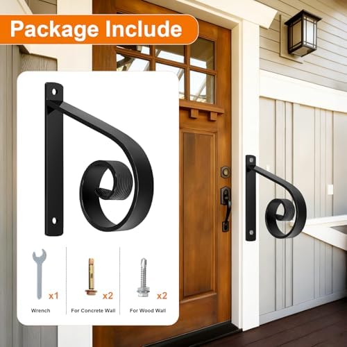 Zwinz Steel Small Handrail 12"x10.2", Antirust Wall Mounted Stair Railing | Handrail Railings Stair Rails for Black, Handrail for 1 or 2 Steps