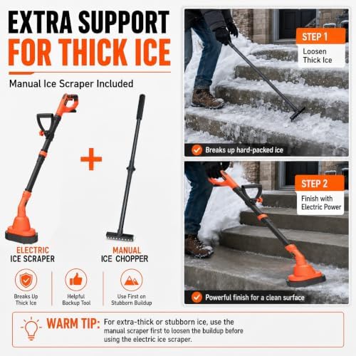 Grasstigon Cordless Ice Scraper 16-Inch Compatible with DeWALT 20V Battery