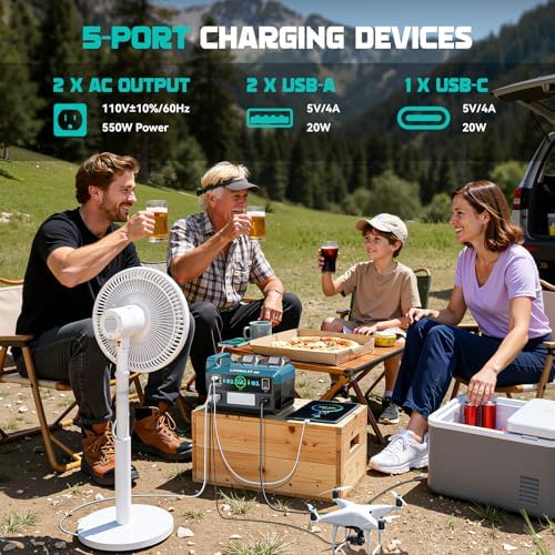 LIVOWALNY 550W Power Inverter Compatible with Makita 18V Battery, DC 18V to AC 110-120V Pure Sine Wave Power Station with 2 AC Outlets, 2 USB-A & 1 Type-C, for Camping Power Outage (Tool Only)