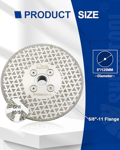 SHDIATOOL 5 Inch Diamond Grinding Disc Cutting Wheel 5/8-11 Arbor for Stone