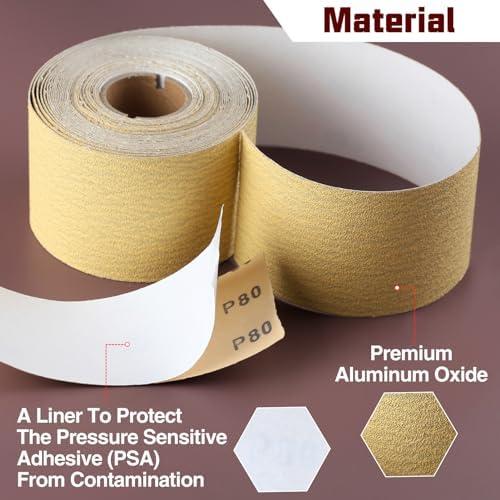 SPEEDWOX 80 Grit Sandpaper Roll Self Adhesive, 2.75"x10YD PSA for Auto Wood