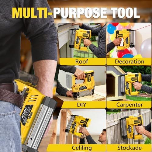 Cordless 2" Brad Nailer Compatible with DeWalt 20V Battery(No Battery), 2 in 1 Electric Nail Gun/Staple Gun,18GA Nail Gun Battery Powered with 1000 Nails/Staples for Woodworking & Home Improvement