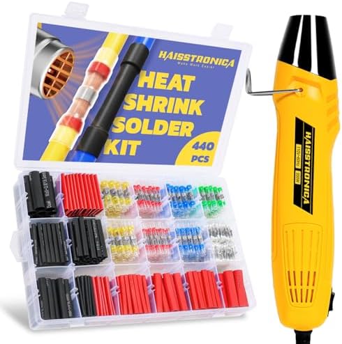 haisstronica 440PCS Wire Repair Kit, Solder Seals, 3:1 Tubing, Heat Gun