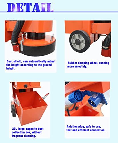 INTSUPERMAI Concrete Floor Polisher Hand-push Cement Ground Grinder Terrazzo Ground Grinding Machine Adjustable Floor Surfacing Grinder Floor Ground Polishing Machine with Vacuum Fan 220V