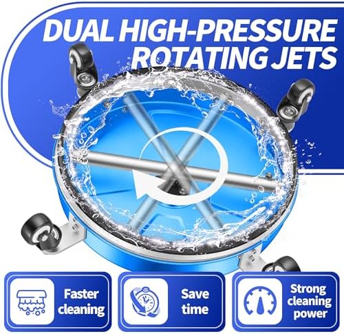 LidoDola 16'' Pressure Washer Surface Cleaner Blue, Power Washer Accessory