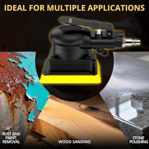 AMTOVL Pneumatic Random Orbital Sander – 3 x 4-inch Air Sander, 12000 RPM