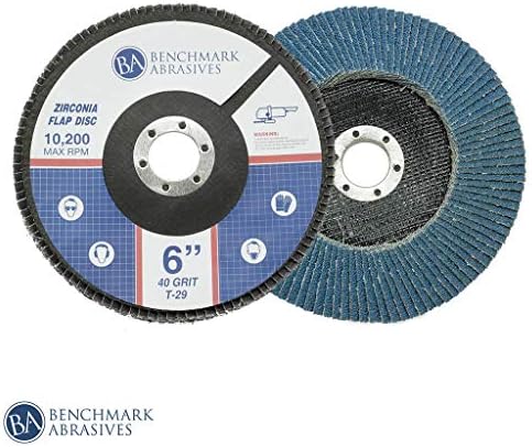 Benchmark Abrasives 6" x 7/8" Zirconia Type 29 Flap Discs, 40 Grit