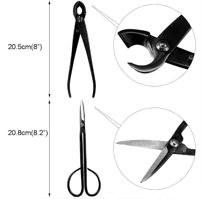 Gardening Tools，10PCS Bonsai Tool Kit ，Hand Made Set Carbon Steel Shear Cutter Scissor Wire Plant Gardening Nylon Case