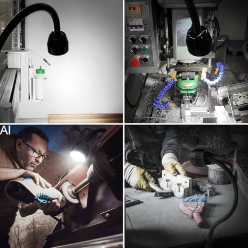Led Machine Light, Flexible IP66 Waterproof 1400 Lumens 110V-220V with Clamp Base for Lathe Machine, Workbench, Industrial Lighting