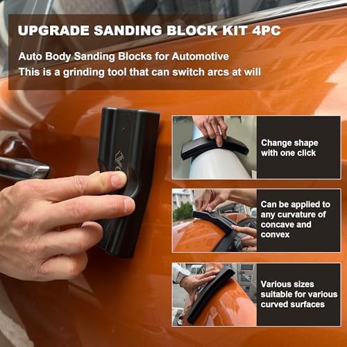 24Pcs PSA Adjustable Sanding Block Kit,Hand Abrasives Auto Body Sanding Block Set with 20pcs Self Adhesive Sandpaper,Flexible for Automotive Paint and Woodworking Sand Furniture
