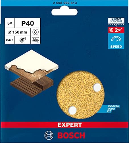 Bosch Professional 5x Expert C470 Sandpaper (Ø 150 mm, Grit 40, Accessories Orbital Sander)
