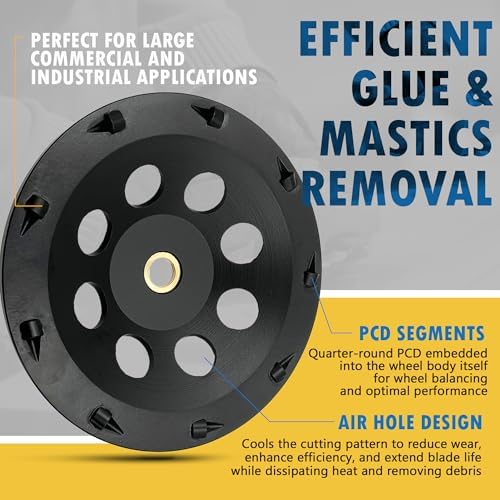 7" PCD Grinding Wheel for Epoxy, Glue, Mastic Removal, 9 Segments