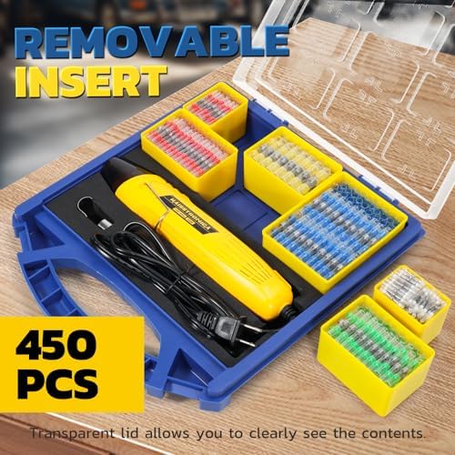 haisstronica Solder Seal Wire Connectors with 350W Mini Heat Gun, 450PCS