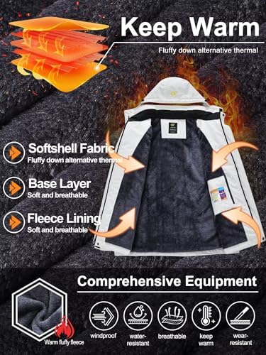 QPNGRP Mens Waterproof Ski Snowboard Jacket Winter Windproof Snow Coat