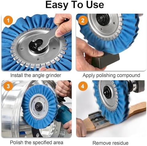 Upgrade 8" Airway Buffing Wheel, 11Pcs Aluminum Polishing Kit, Flange-Free Installation, 5/8" Arbor Hole Aluminum Metal Wheel Polishing Kit with Extension for Angle Grinder Mirror Finish