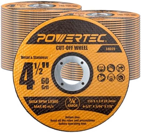 POWERTEC 4-1/2" Cut-Off Wheels, 100 PK, 7/8" Arbor (14019-P4)