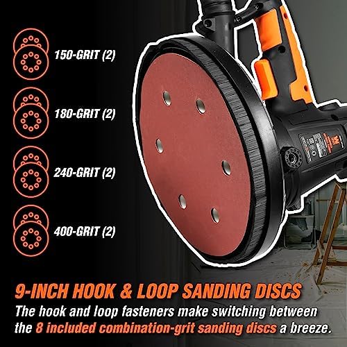 WEN DW1085 10-Amp Variable Speed Handheld Drywall Sander with Dust Hose and Collection Bag , Black