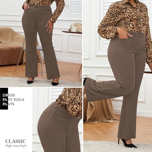 DGD Wrinkle-Free Stretch Dress Pants Plus Size for Women Pull-on Pant Ease into Comfort Office Pant