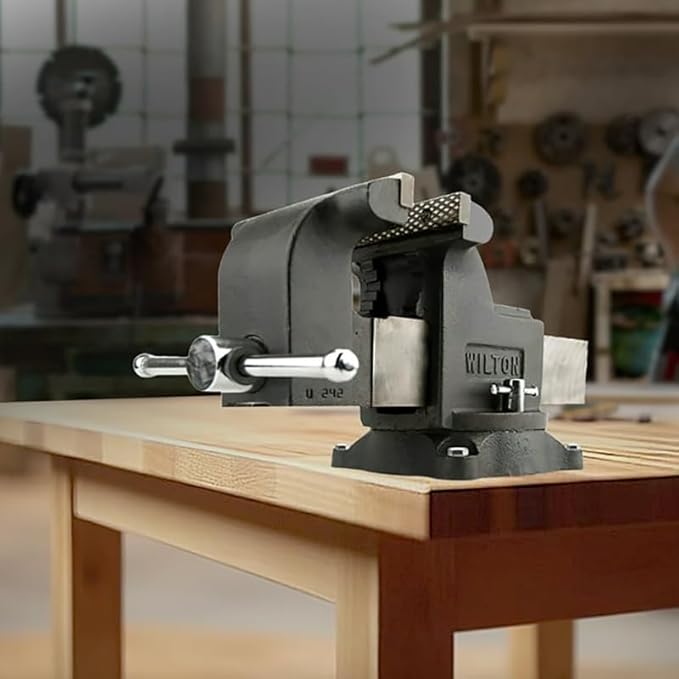 Wilton Shop Bench Vise, 6" Jaw Width, 6" Max Jaw Opening, 3-1/2" Throat (Model WS6), Gray