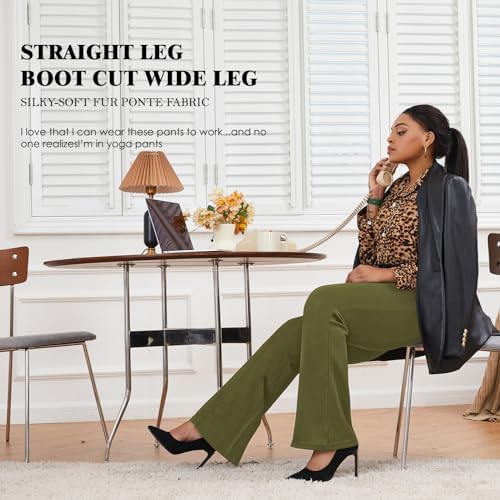 DGD Wrinkle-Free Stretch Dress Pants Plus Size for Women Pull-on Pant Ease into Comfort Office Pant