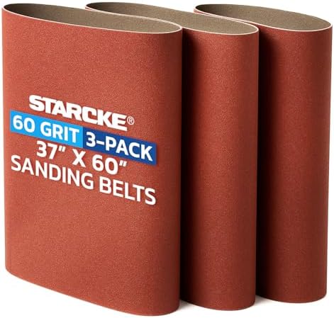 STARCKE 37 x 60 Inch Sanding Belts 60 Grit Aluminum Oxide 3 Pack