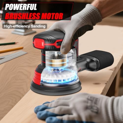 Cordless Random Orbital Sander Compatible for Milwaukee 18V Battery(NO Battery), Palm Orbital Sander With Dust Collector, 6 Variable Speeds, 20Pcs Sandpaper For Sanding Polishing Woodworking