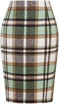 IDEALSANXUN Plaid Skirts for Women Fall Winter Knee Length Pencil Wool Skirt with Slit